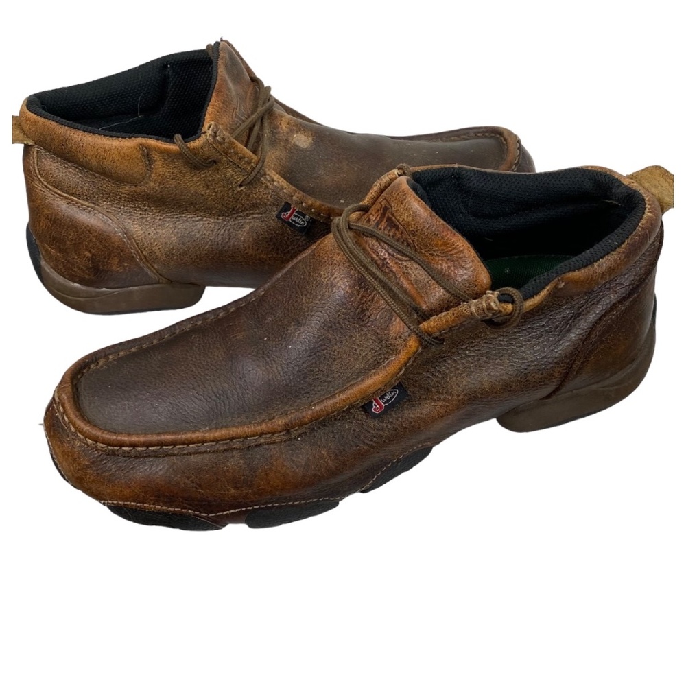 Justin Cappie Driver Moc Chukka Boots Mens Leather Brown